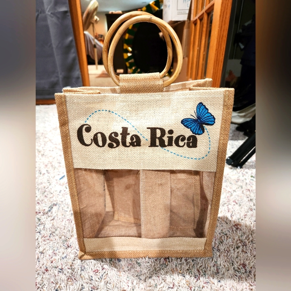 Costa Rica Tan Tote Bag with Butterfly Design